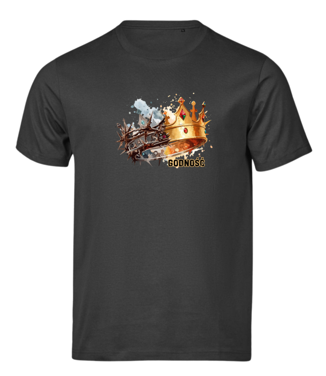 Tshirt Czarny Korona godność chrześcijański