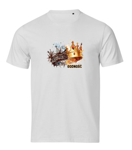 Korona Godność biały tshirt chrześcijański
