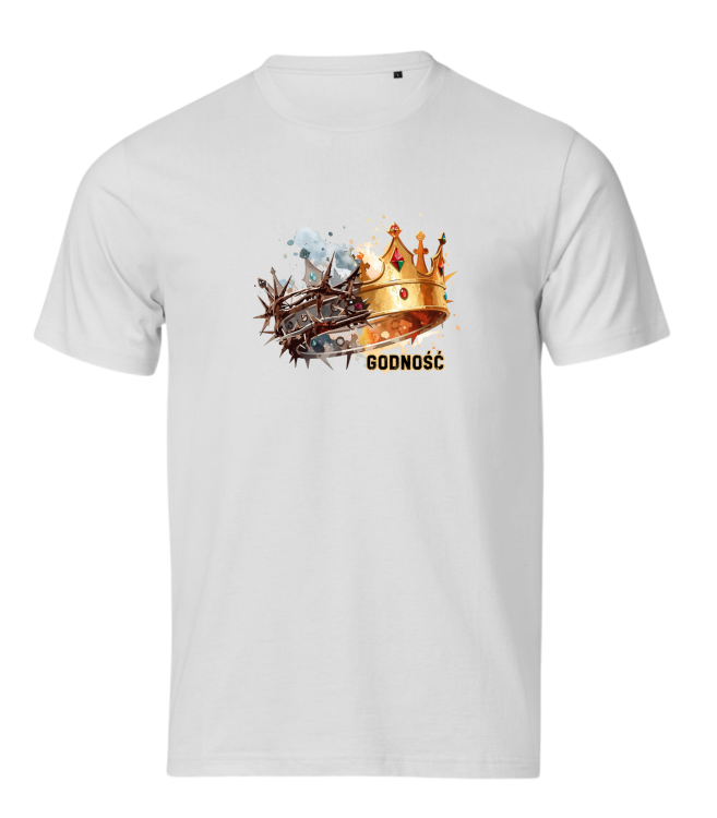Korona Godność biały tshirt chrześcijański
