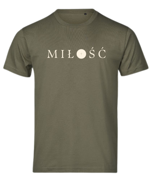 TSHIRT chrześcijański - MIŁOŚĆ khaki