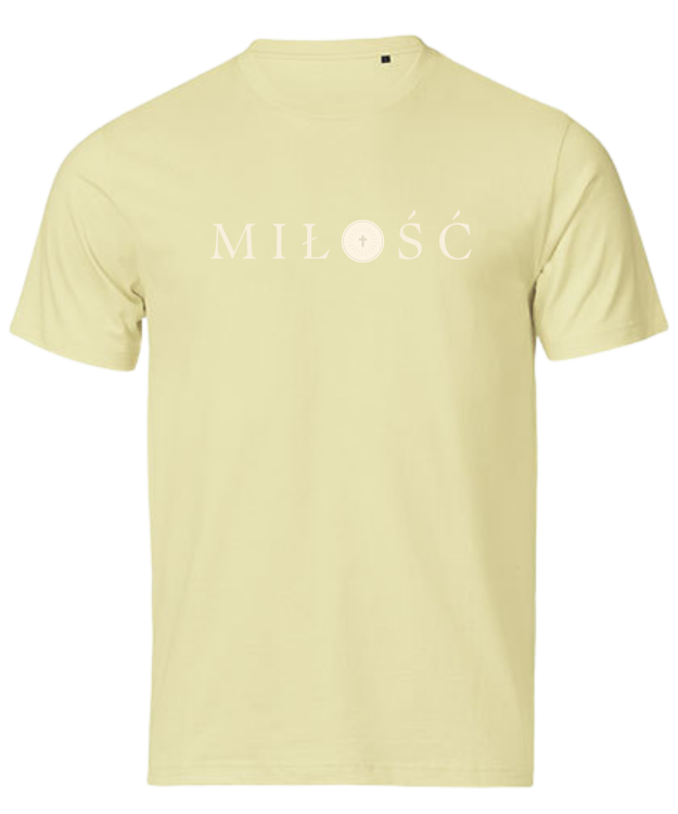 TSHIRT chrześcijański - MIŁOŚĆ żółty pastelowy