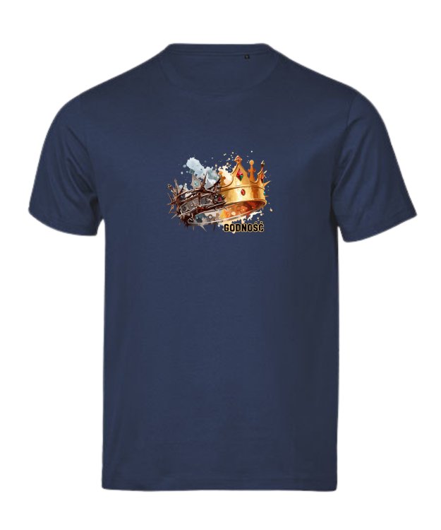 Korona Godność granatowy tshirt chrześcijański