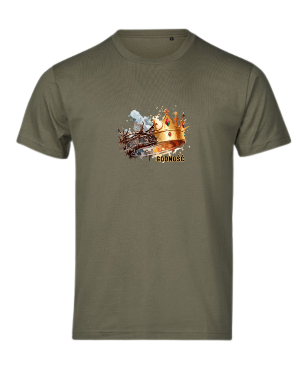 Korona Godność khaki tshirt chrześcijański