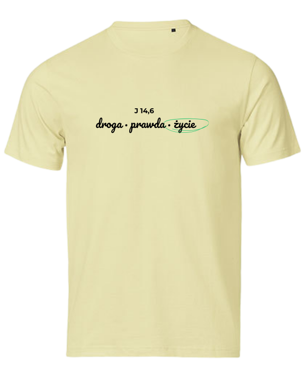 Droga Prawda Życie - chrześcijański tshirt - żółty pastelowy