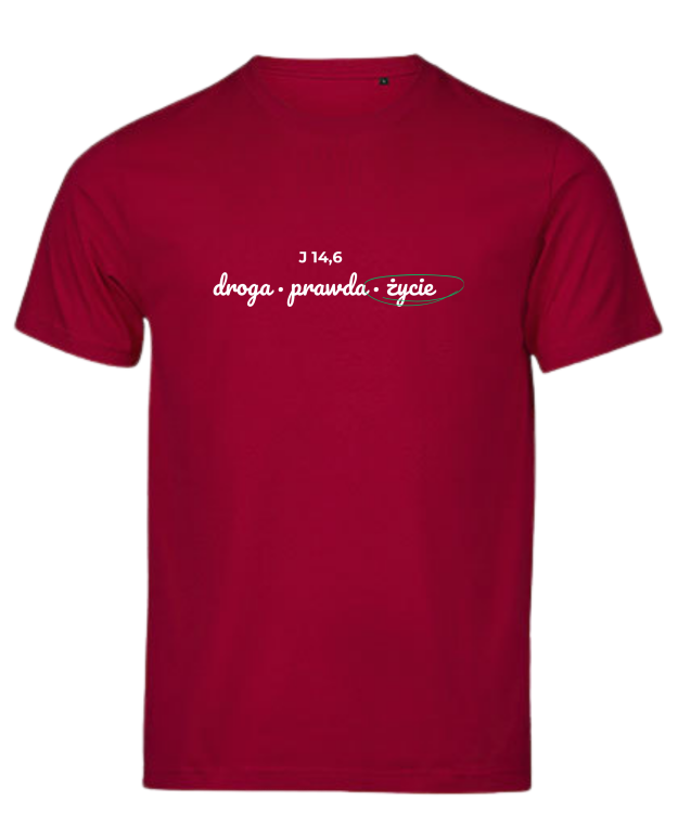 Droga Prawda Życie - chrześcijański tshirt - czerwony żywy