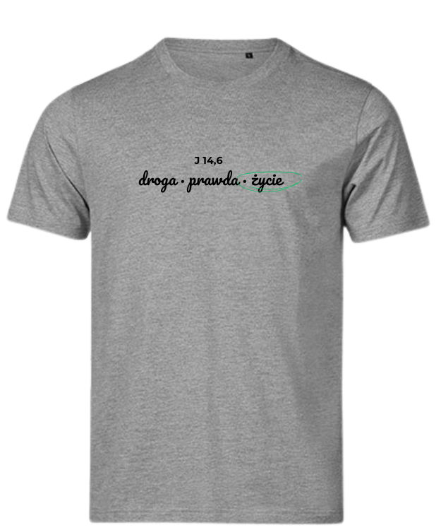 Droga Prawda Życie - chrześcijański tshirt - szary